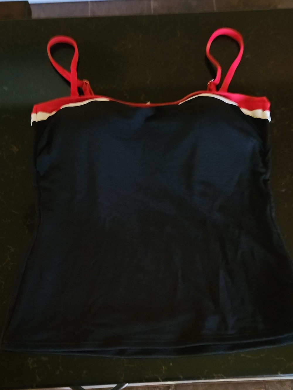 Tommy Bahama Black Tankini Top with Red and White Trim